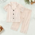 thumbnail image 1 of Toddler Satin Pajama Set Short Sleeve Button Down Nightwear with Pants Summer Outfits for Girls Toddler Girl Pajamas 2T, 1 of 4