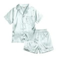 thumbnail image 1 of Toddler Satin Pajama Set Short Sleeve Button Down Sleepwear with Shorts Toddler Summer Pajamas Pajamas for Girls 3T, 1 of 8