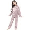 thumbnail image 1 of Toddler Satin Pajamas For Girl Solid Button Down Solid Tops T Shirt Set Girls Casual Pajamas Set Toddler Pajamas 12-24 Months, 1 of 3