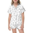 thumbnail image 1 of Toddler Satin Pajamas For Girls Letter Printed Button Down Tops With Shorts 2PCS Summer Silk Pajamas Outfits Cute Pajamas For Girls 2-3T, 1 of 5