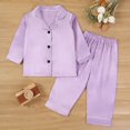 thumbnail image 1 of Toddler Satin Pajamas for Girls Short Sleeve Button Down Shirts with Pants Toddler Summer Pajamas Girls Outfits Size 3T, 1 of 4