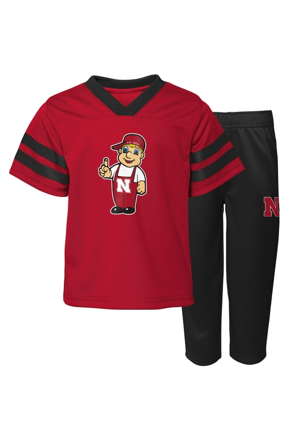 Toddler Scarlet Nebraska Huskers Two-Piece Red Zone Jersey & Pants Set