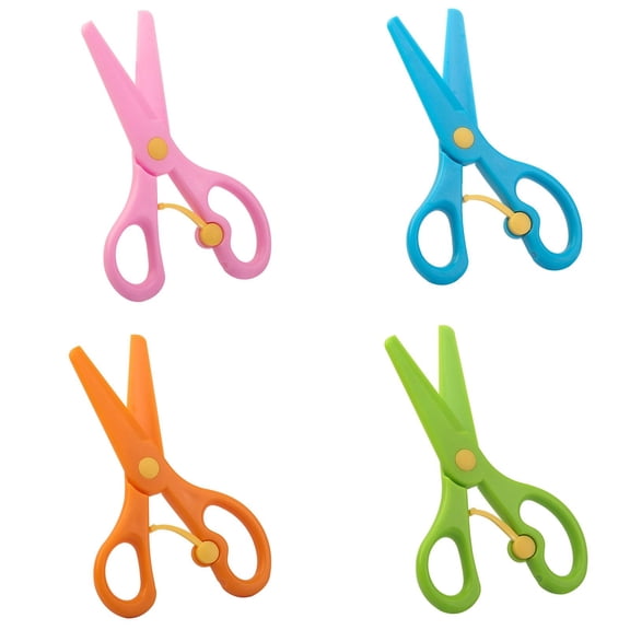 Toddler Scissors,5.35" Small Stainless Blunt Tip Safety Scissors,Right Left Handed Use,Safety Scissors for Classroom Arts Crafts,4Pcs