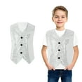 thumbnail image 1 of Toddler Sequin Vest Glittery Sequin Sleeveless Button Jacket Silver Kids Vest Party Carnival Gown Outfit Size 18-24 Months, 1 of 6