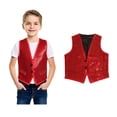 thumbnail image 1 of Toddler Sequin Vest for Kids Sleeveless V Neckline RedVest Shiny Vest Kids Hop Jazz Modern Dance Shirts Outerwear 1-3 Years, 1 of 5