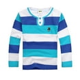 thumbnail image 1 of Toddler Shirt Boys 3T Kids Boys Girls Long Sleeve Casual Striped Shirt Button Closure Fashion Comfortable & Soft Fabric T-Shirts to Big Kid BU1,8-9 Years, 1 of 4
