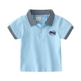 thumbnail image 1 of Toddler Shirt Boys 4T Short Sleeve Casual Striped Shirt Button Closure Soft Tunic Blouse Toddler Baby Boy Clothes Sky Blue,18-24 Months, 1 of 5