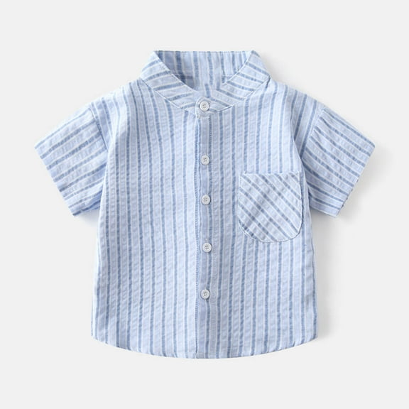 Toddler Shirt Boys Light Blue Short Sleeve Boys Button down Shirt School Uniform Casual Collared Shirts 2-3 Years Boy Shirts