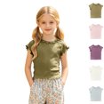 thumbnail image 1 of Toddler Shirt Crew Neck Cap Sleeve Tee T-Shirt Basic Plain Girl Clothes 12-18 Months, 1 of 5