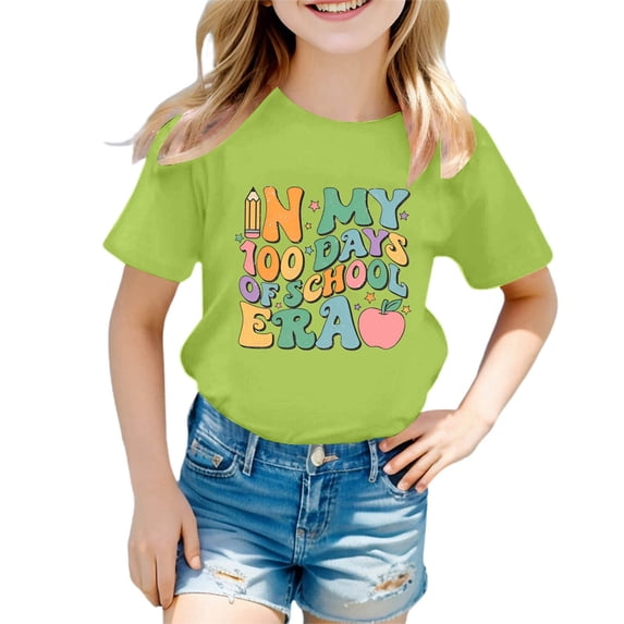 Toddler Shirt Girls 4t Cartoon Print Girls' Tees Short Sleeve Crew Neck Children's Fashion Preppy Clothes School Clothes for Girls 12-13 Years