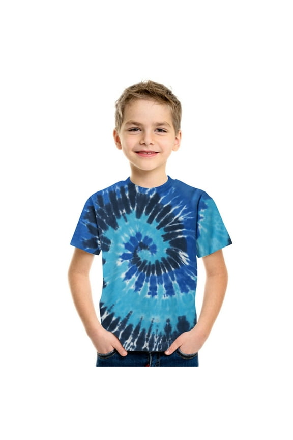 Toddler Shirts Boys 2t Round Neck Graphic Print Short Sleeve Children's Fashion Vacation Tops Shirts for Teen Kids I L