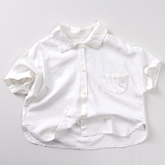 Toddler Shirts Boys White Short Sleeve Boys Button up Shirt Boys School Uniform Shirts Collared Shirt 1-2 Years Clothes Boys