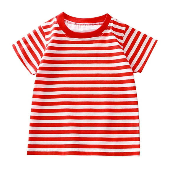 Toddler Shirts For Girls Stripes Short Sleeve Shirt For Girls Round Neck Teen Summer Clothes Girls Tops 18-24 Months Cute Girl Clothing