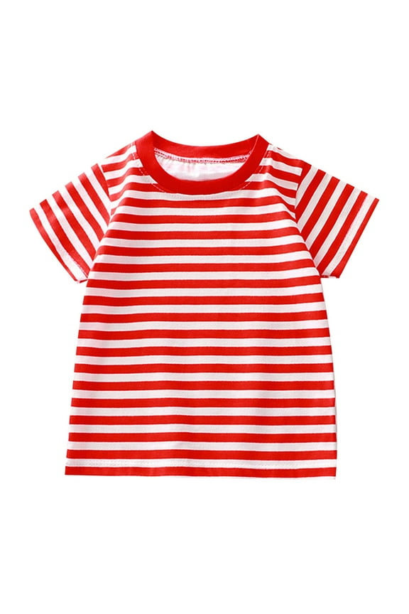 Toddler Shirts For Girls Stripes Short Sleeve Shirt For Girls Round Neck Teen Summer Clothes Girls Tops 18-24 Months Cute&nbsp;Girl&nbsp;Clothing