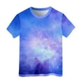 thumbnail image 1 of Toddler Shirts Galaxy Print Glitter Blouse Starry Sky Summer Shirts Round Neck Short Sleeve Girls Tops Purple 6 Years-7 Years, 1 of 4