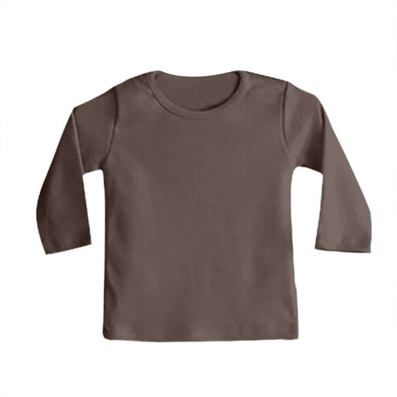 Toddler Shirts For Girls Solid color Brown Long Sleeve Top Kids Fall Tops Crewneck Basic Tees Comfort Colors Boys 0-6 Months Shirts Cute&nbsp;Boy Girl&nbsp;Clothing