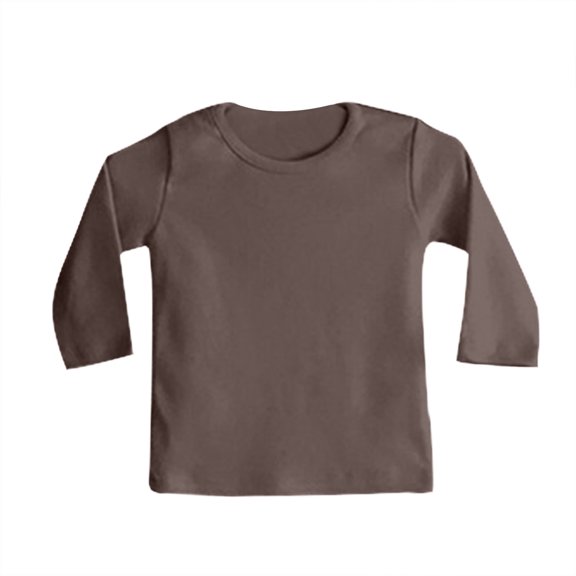 Toddler Shirts For Girls Solid color Brown Long Sleeve Top Kids Fall Tops Crewneck Basic Tees Comfort Colors Boys 0-6 Months Shirts Cute Boy Girl Clothing