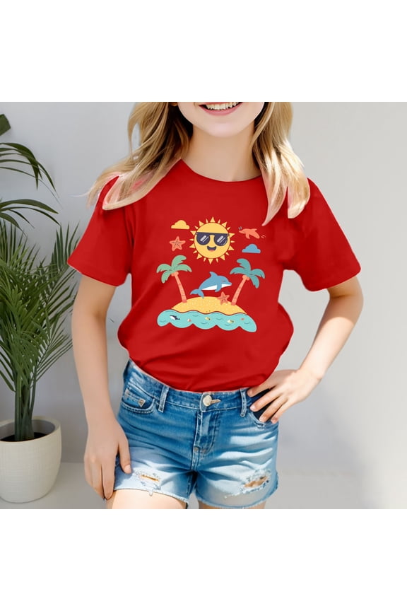 Toddler Shirts For Girls Summer Toddler Girl Short Sleeve Shirt Loose Soft Girls Summer Clothes Girls Clothing Size 18-24 Months Cute&nbsp;Girl&nbsp;Clothing