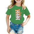 thumbnail image 1 of Toddler Shirts Kid Leisure Graphic Round Neck Short Sleeve Tee Top Summer Casual Girls' Tops, Tees Green 9 Years-10 Years, 1 of 5