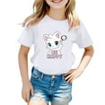 thumbnail image 1 of Toddler Shirts Kids Leisure Graphic Round Neck Short Sleeve Tee Summer Casual Girls' Tops, Tees White 3 Years-4 Years, 1 of 5