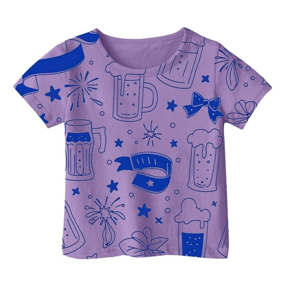 Toddler Shirts for Girls Purple Printed Short Sleeve Shirts for Girls Oversized Summer Shirts for Teen Girls Girls Outfits 1-2 Years
