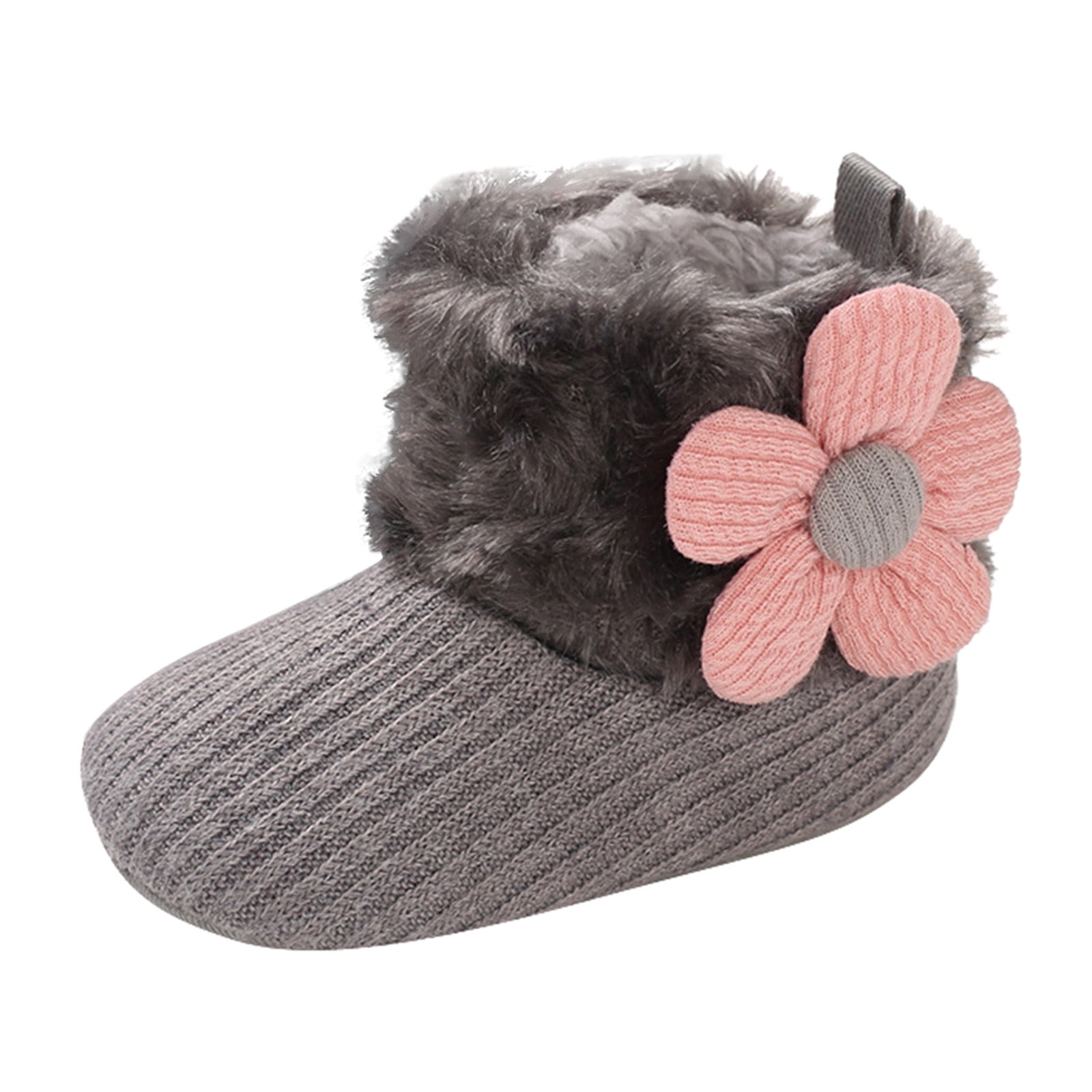 Toddler Shoes Baby Shoes Plus Velvet Warm Flowers Boots Non Slip