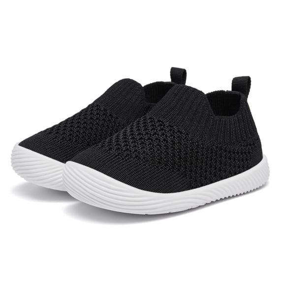 Toddler Shoes Baby Walking Sock Shoes Non-Slip Breathable Boys & Girls Sneakers Infant Tennis Shoes Black Size 8
