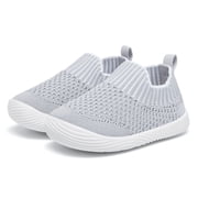 Toddler Shoes Baby Walking Sock Shoes Non-Slip Breathable Boys & Girls Sneakers Infant Tennis Shoes Grey 18-24Months