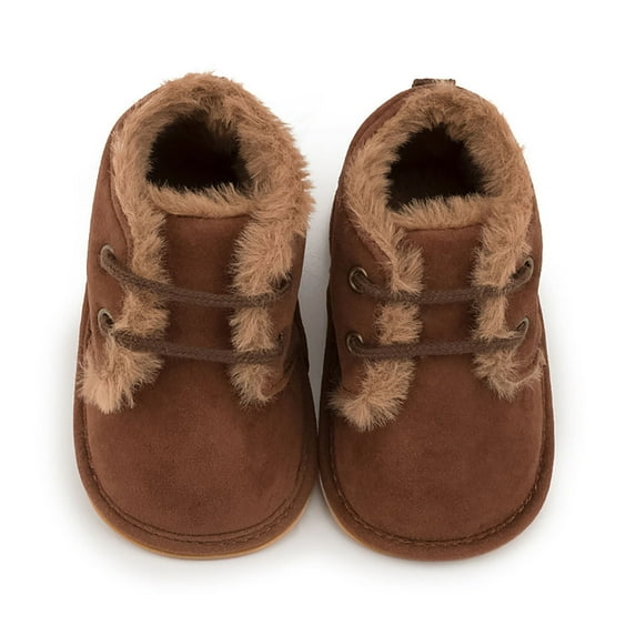 Toddler Shoes - Baby Winter Shoes for Walking Warm Lined Shoes with Rubber Sole Baby Shoes - Boys Shoes,Girls Shoes,Kids Shoes,Baby Shoes,Color:Coffee,Size:0-6 Months