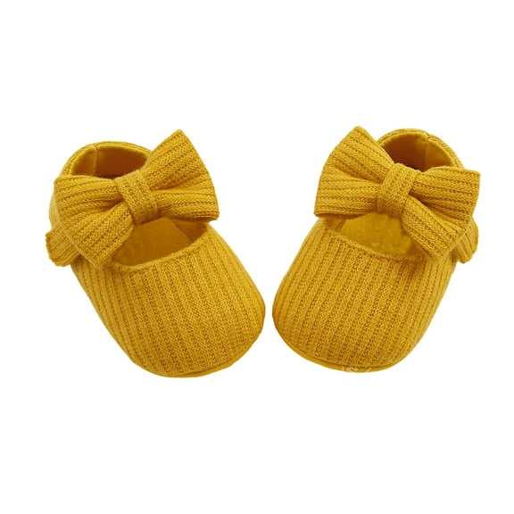 Toddler Shoes,Booties Soft Yarn Knit Baby Bow First Walking Sole Toddler Prewalker,Baby Sock Shoes,Yellow,6-12 Months