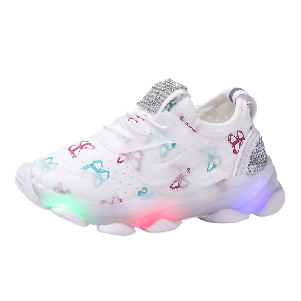 Toddler Shoes Boys Girls Size 28 Butterfly Led Luminous Sport Run Toddler Sneakers Light Up