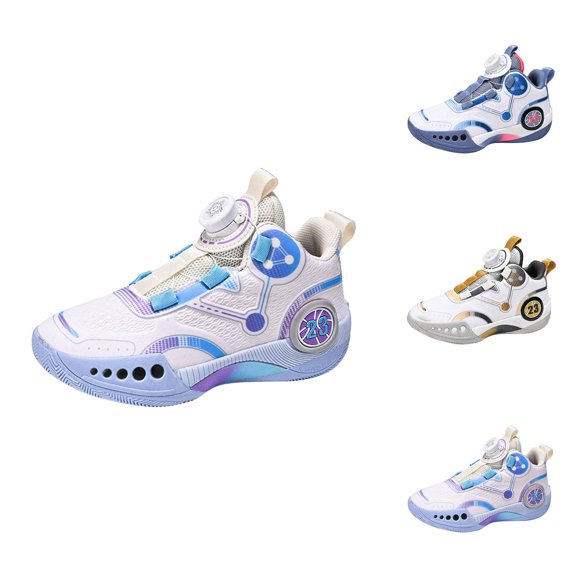 Toddler Shoes Boys Sneaker for Boys Youth 2024 New Mesh Children's Basketball Shoes Boys' Rotating Button Sports Shoes Medium And Large Children's Shoes