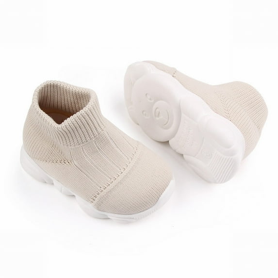 Toddler Shoes Boys and Girls Children's Shoes Fly Weaving Mesh Shoes Breathable Non Slip Baby Shoes Spring Casual Toddler Pg13 Shoes (Beige, 6 )
