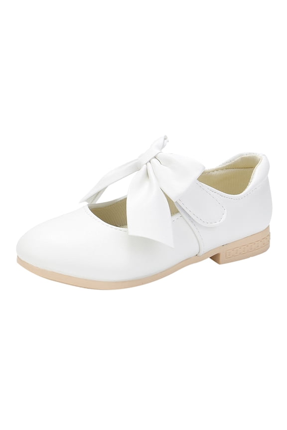 Toddler Shoes,Children Shoes White Leather Bowknot Girls Kids Single Performance Shoes Performance,Toddler Girl Shoes,White,5.5-6 Years