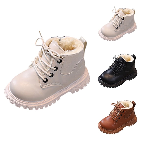 Toddler Shoes Girl Girl Sneaker Children Velvet Thickened Warm Short Boots Fashionable Outdoor Flat Princess Leather Boots