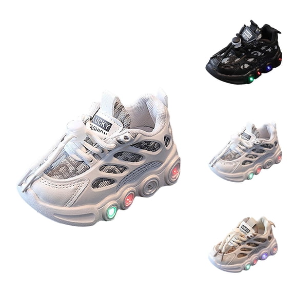 Toddler Shoes Girl Girls Sneaker Children LED Light Strip Shoes Lace Up Canvas Shoes Kids Casual Shoes Light Up Shoes Walking Shoes