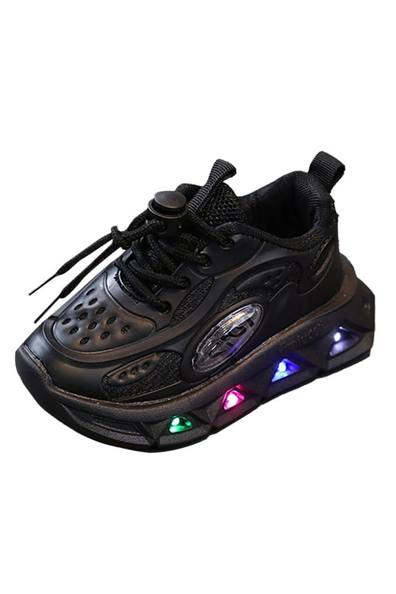 Toddler Shoes Girl Sports Luminous Breathable Casual Shoes With Light Middle Small Lightweight Soft Sole Walking Shoes Toddler Boy Sneakers,Size 1 Years-1.5 Years