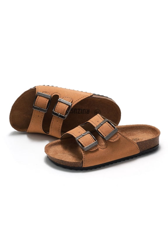 Toddler Shoes Girls Size 6 Boys Girls Summer Cork Footbed Slide Sandal, Arch Support Outdoor Sandals with Adjustable Buckle Backstraps for Toddler/Little Kid/Big Kid