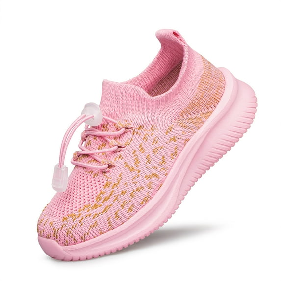 YHOON Girls Sneakers Unisex Kids Slip on Sock Shoes Lightweight Athletic Running Tennis Fitness School Pink Toddler Size 6