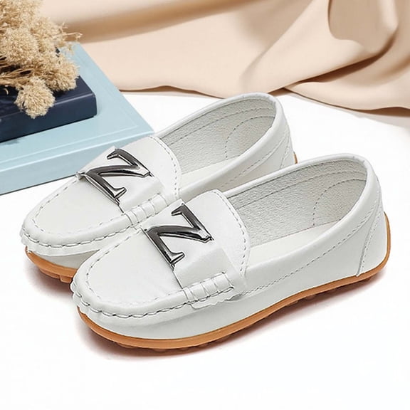 Toddler Shoes,Kids Dress Shoes Soft Sole Boys Girls Comfortable Formal Occasion On Children Stage Performance,Toddler Boy Shoes,White,9-9.5 Years