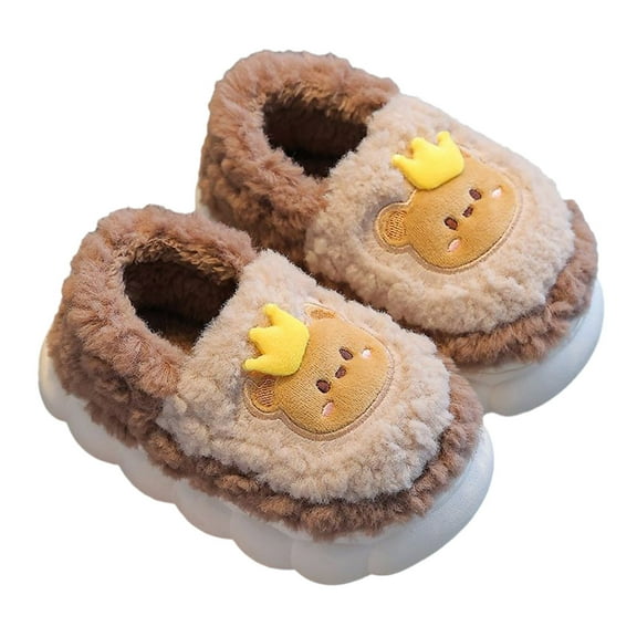 Toddler Shoes,Kids Slippers Cartoon Memory Foam Comfy Home Soft Warm Slippers for Indoor Use,Toddler Slippers,Z01 Coffee,11-11.5 Years
