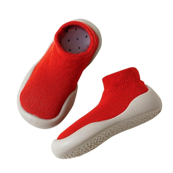 Toddler Shoes Size 18-24 Months Floor Home Flooroft Rubber Knit Flats Comfort Lightweight Elastic First Birthday Red Sneakers
