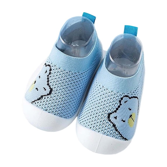 Toddler Shoes for Unisex Closed Toe Knit Mesh Cartoon Jacquard On Shoes Anti Soft Sole Toddler Sneaker for Baby First Walkers Summer Blue Size 11