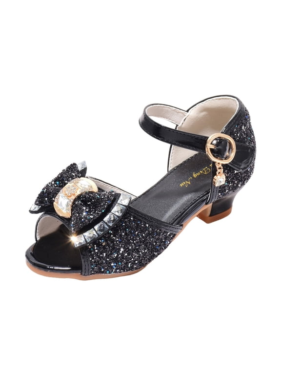 Toddler Shoes With Diamond Shiny Sandals Princess Bow Tie Shoes Low Heels Slipper for Girls Girls Sparkle Shoes Open Toe Sandals