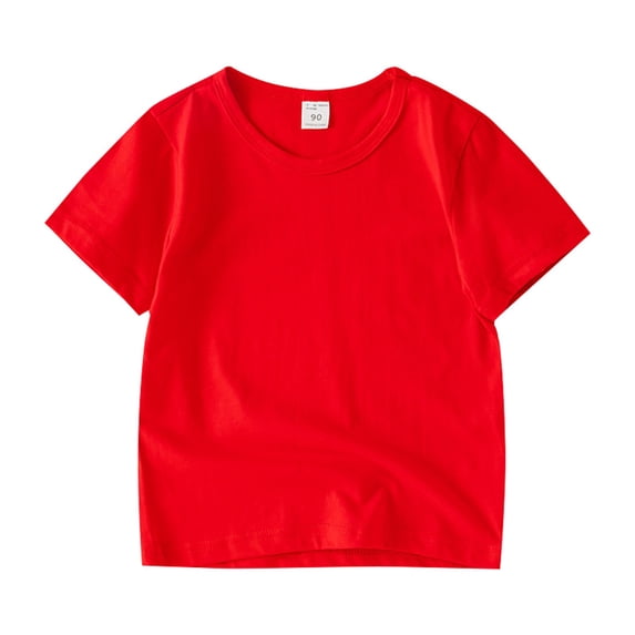 Toddler Short Sleeve Shirt Cotton Crewneck Tees Little Girls Loose Solid Tops Kids T-Shirts Baby Toddler Boys Shirts
