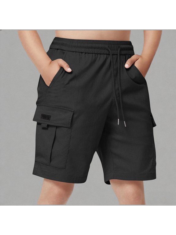 Toddler Shorts Boys Size 5-6Y Youth Solid Drawstring Cargo Shorts Five Point