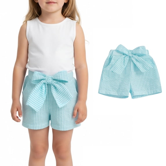 Toddler Shorts Kids Girls Bow Shorts Casual Plaid Summer Shorts Cute Shorts for Girls 2-3 Years