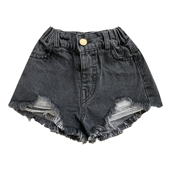 Toddler Shorts Kids Teen Girls Summer Y2K Distressed Denim Shorts Solid Ripped Daisy Dukes Girls Shorts Black 1 Years-2 Years