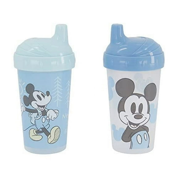 Toddler Sippy Cups for Boys 10 Ounce Mickey Mouse Sippy Cup Pack of Two with Straw and Lid Durable Blue Leak Proof Travel Water Bottle for Toddlers