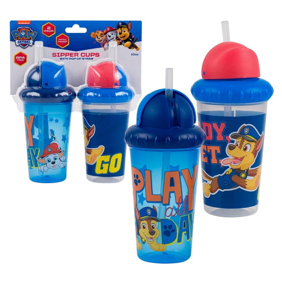 Toddler Sippy Cups for Boys 10 Ounce Paw Patrol Sippy Cup with Straw and Lid - Pack of Two